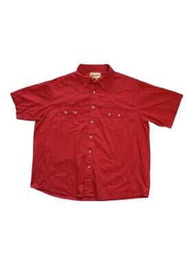 Wrangler Shirt Men's 2XL Big Red Pearl Snap Western Cowboy Rodeo Short Sleeve